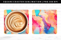 Alcohol Ink Square Coaster Design | Square Coaster PNG Product Image 1