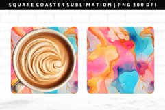 Alcohol Ink Square Coaster Design | Square Coaster PNG Product Image 1