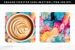 Alcohol Ink Square Coaster Design | Square Coaster PNG Product Image 1
