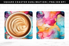 Alcohol Ink Square Coaster Design | Square Coaster PNG Product Image 1