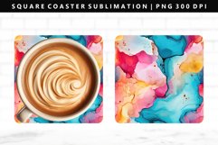 Alcohol Ink Square Coaster Design | Square Coaster PNG Product Image 1