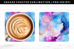 Alcohol Ink Square Coaster Design | Square Coaster PNG Product Image 1