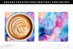 Alcohol Ink Square Coaster Design | Square Coaster PNG Product Image 1