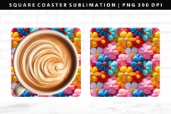 Flower Square Coaster Design | Square Coaster PNG Product Image 1