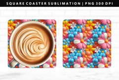 Flower Square Coaster Design | Square Coaster PNG Product Image 1