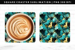 Alcohol Ink Square Coaster Design | Square Coaster PNG Product Image 1