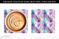 Alcohol Ink Square Coaster Design | Square Coaster PNG Product Image 1