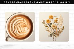 Flower Square Coaster Design | Square Coaster PNG Product Image 1