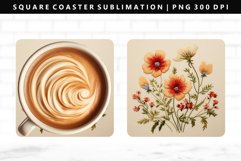 Flower Square Coaster Design | Square Coaster PNG Product Image 1