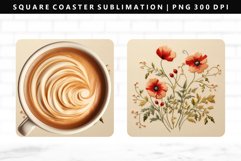 Flower Square Coaster Design | Square Coaster PNG Product Image 1