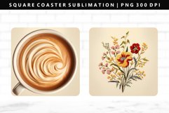 Flower Square Coaster Design | Square Coaster PNG Product Image 1