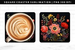 Flower Square Coaster Design | Square Coaster PNG Product Image 1