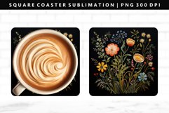 Flower Square Coaster Design | Square Coaster PNG Product Image 1