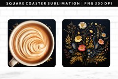 Flower Square Coaster Design | Square Coaster PNG Product Image 1