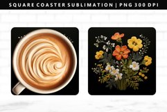 Flower Square Coaster Design | Square Coaster PNG Product Image 1