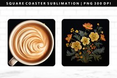 Flower Square Coaster Design | Square Coaster PNG Product Image 1