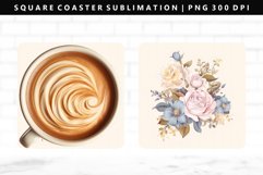 Flower Square Coaster Design | Square Coaster PNG Product Image 1
