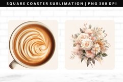 Flower Square Coaster Design | Square Coaster PNG Product Image 1
