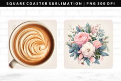 Flower Square Coaster Design | Square Coaster PNG Product Image 1