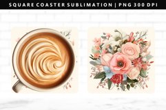 Flower Square Coaster Design | Square Coaster PNG Product Image 1