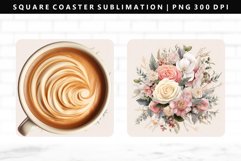Flower Square Coaster Design | Square Coaster PNG Product Image 1