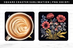 Flower Square Coaster Design | Square Coaster PNG Product Image 1
