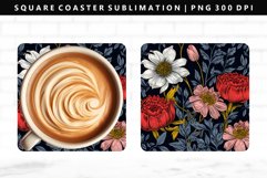 Flower Square Coaster Design | Square Coaster PNG Product Image 1