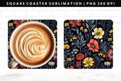 Flower Square Coaster Design | Square Coaster PNG Product Image 1