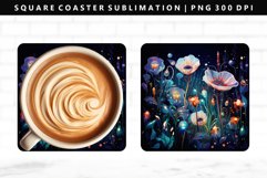 Flower Square Coaster Design | Square Coaster PNG Product Image 1