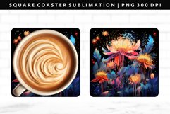 Flower Square Coaster Design | Square Coaster PNG Product Image 1