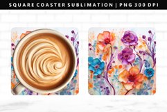 Flower Square Coaster Design | Square Coaster PNG Product Image 1