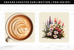 Flower Square Coaster Design | Square Coaster PNG Product Image 1