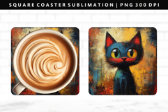 Cats Square Coaster Design | Square Coaster PNG Product Image 1