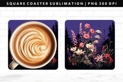 Flower Square Coaster Design | Square Coaster PNG Product Image 1