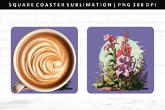 Flower Square Coaster Design | Square Coaster PNG Product Image 1