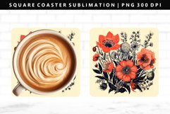 Flower Square Coaster Design | Square Coaster PNG Product Image 1