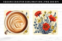 Flower Square Coaster Design | Square Coaster PNG Product Image 1