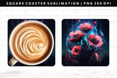 Flower Square Coaster Design | Square Coaster PNG Product Image 1
