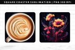 Flower Square Coaster Design | Square Coaster PNG Product Image 1