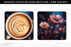 Flower Square Coaster Design | Square Coaster PNG Product Image 1