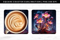Flower Square Coaster Design | Square Coaster PNG Product Image 1
