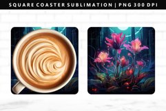 Flower Square Coaster Design | Square Coaster PNG Product Image 1