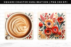 Flower Square Coaster Design | Square Coaster PNG Product Image 1