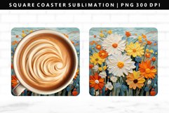 Flower Square Coaster Design | Square Coaster PNG Product Image 1