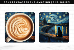 Cats Square Coaster Design | Square Coaster PNG Product Image 1