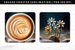 Flower Square Coaster Design | Square Coaster PNG Product Image 1