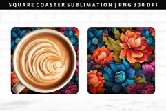Flower Square Coaster Design | Square Coaster PNG Product Image 1