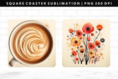Flower Square Coaster Design | Square Coaster PNG Product Image 1