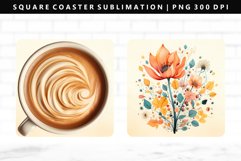 Flower Square Coaster Design | Square Coaster PNG Product Image 1