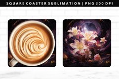 Flower Square Coaster Design | Square Coaster PNG Product Image 1